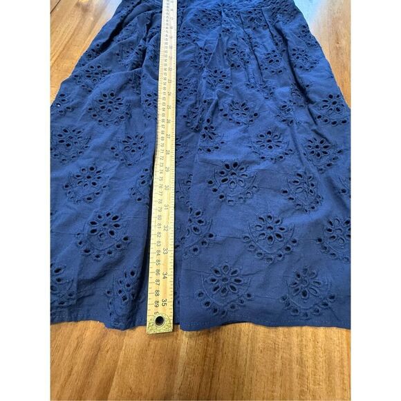 Chris McLaughlin Women's Flutter Sleeve Eyelet Ruffle Front Navy Blue Dress 6 - Picture 7 of 7